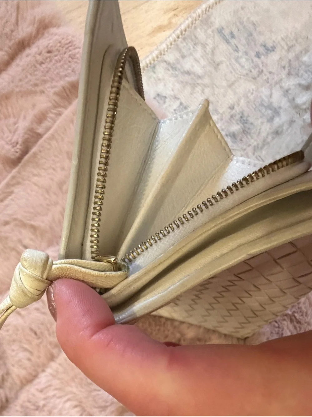 Bottega Veneta Cream Intrecciato Leather Fold-Over Wallet